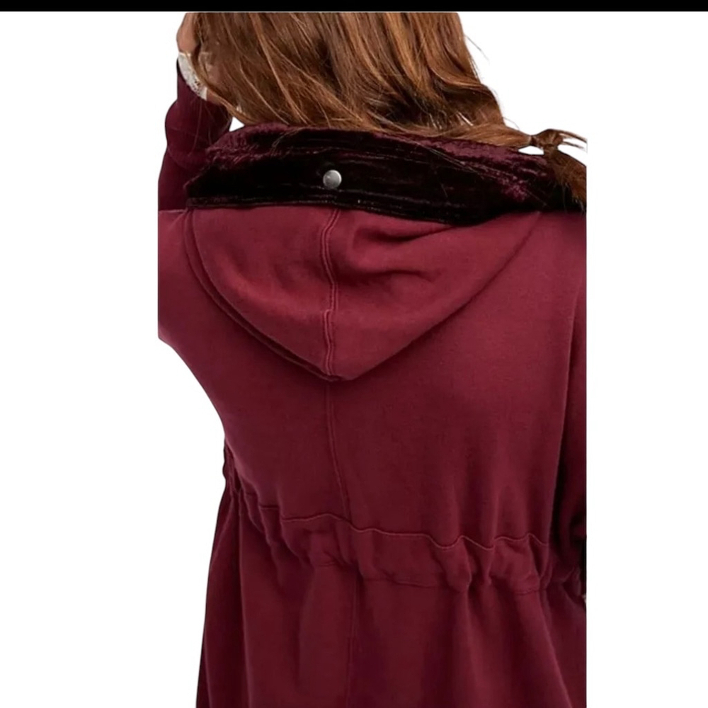 Free People Westwood Hooded Long Cardigan Velvet Trim Size Small - Picture 9 of 11